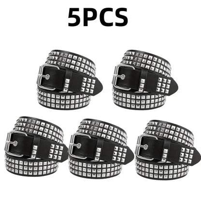 2025 New Square Bead Rivet Belt Metal Pyramid Belt Men and Women Punk Hardware Jeans Belt Y2K Belt Designer Belt Women's Belts