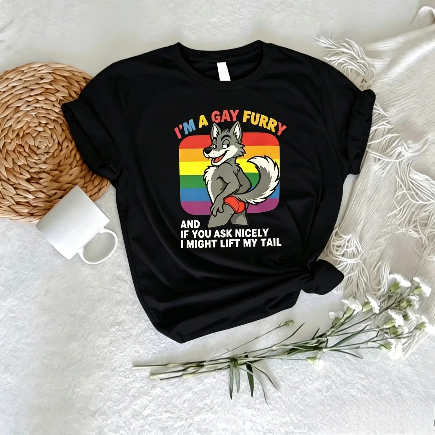 Retro Casual Gay Furry Pride Tshirt Funny LGBTQ Shirt I'm A Gay Furry Tee Gay Rights Gift T-shirt Rainbow Pride Mens Outfit