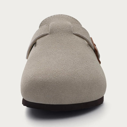 Kidmi New Cow Suede Women's Potato Shoes With Adjustable Strap Cork Insole Mules Outdoor Unisex Clogs Slippers With Arch Support