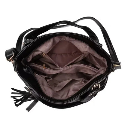 PU Fashion Large Capacity Women's Tote Bag, Single Shoulder Bag with Frill Decoration, Multi-pocket Design