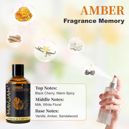 MAYJAM 100ml Fragrance Oil White Santal Amber Chocolate Moroccan Rose Aromatic Essential Oil for Humidifier Diffuser Gift Box