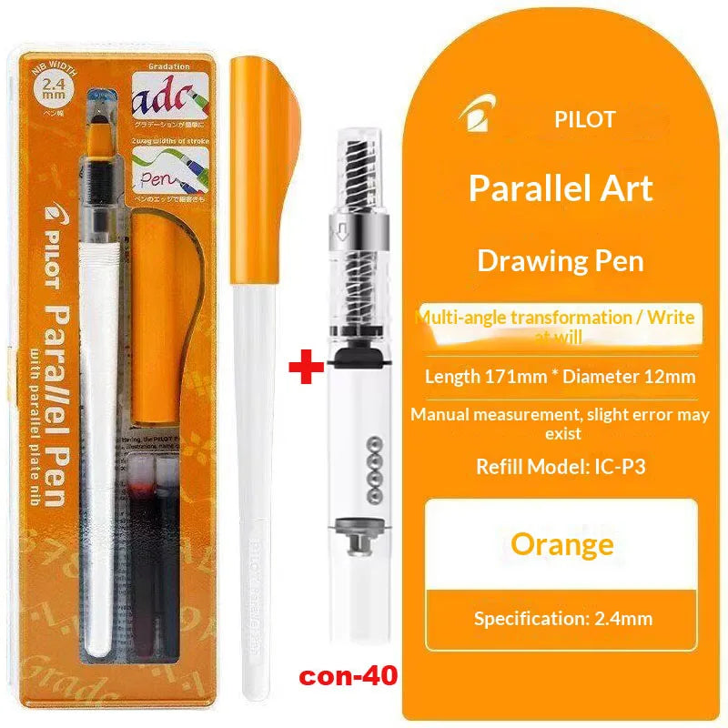 Original PILOT FP3-15-SS Parallel Pen Multi Sizes Flat Tip Calligraphy Fountain Pen Practice Gothic Italic Hand Lettering Suppli