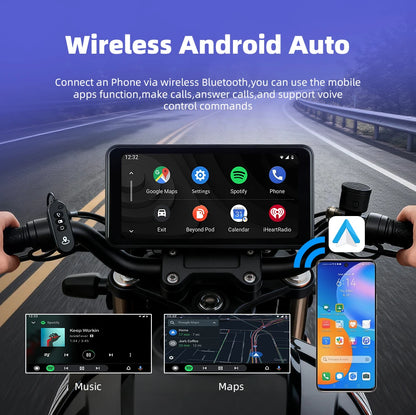 EKIY 6.25" Wireless CarPlay Moto Android Auto Portable Digital Dashboard GPS Motorcycle Navigation Display Screen TPMS Monitor