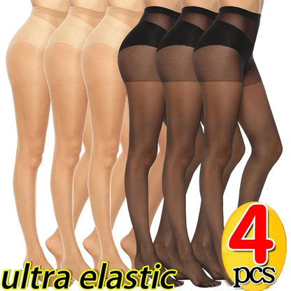 1/4Pcs 0D Stockings Women Skin Color Tights Tear Resistant Anti-cored Hook Wire Pantyhose Black Socks Slim Ultra Thin Leggings
