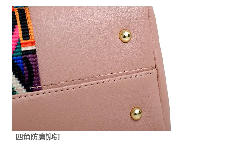 Fashionable Women's Shoulder Bag Hot Sale Of The Season New Style Mother-Child Multi-piece Set Colorful Ribbon Ladies Handbag Si