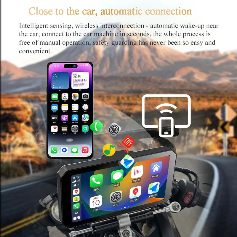 Gallop Sprite 6 inch Motorcycle GPS Navigation Wireless CarPlay Android Auto DVR Drive Recorder Portable Moto Monitor IPX7