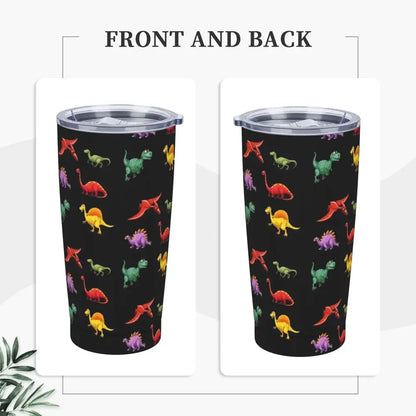 Stainless Steel Tumbler Dinosaur Silhouette Mugs Cup With Straws Animal Beach Cold Drink Water Bottle Insulated Thermal Mug