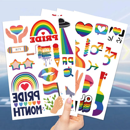 10Pcs Sheets of Pride Tattoos,  LGBT Pride Face Tattoos Temporary, LGBT Gay Pride Accessories for Parades, Festivals and Parties