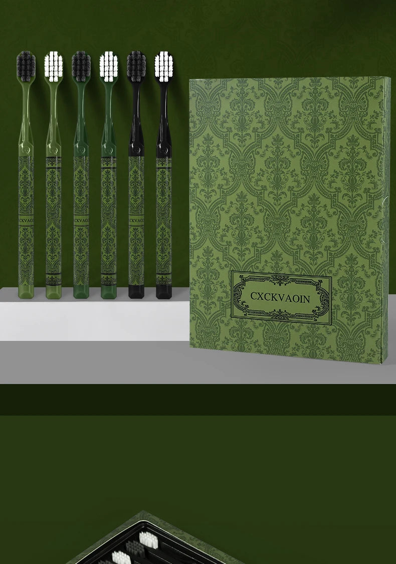 [6-Pcs Gift Boxes] Forest Travel Series Home Couple Travel High-end Adult Small Head Soft-bristled Toothbrush
