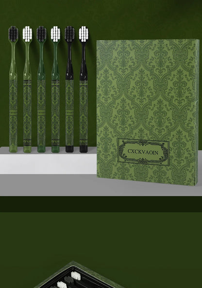 [6-Pcs Gift Boxes] Forest Travel Series Home Couple Travel High-end Adult Small Head Soft-bristled Toothbrush