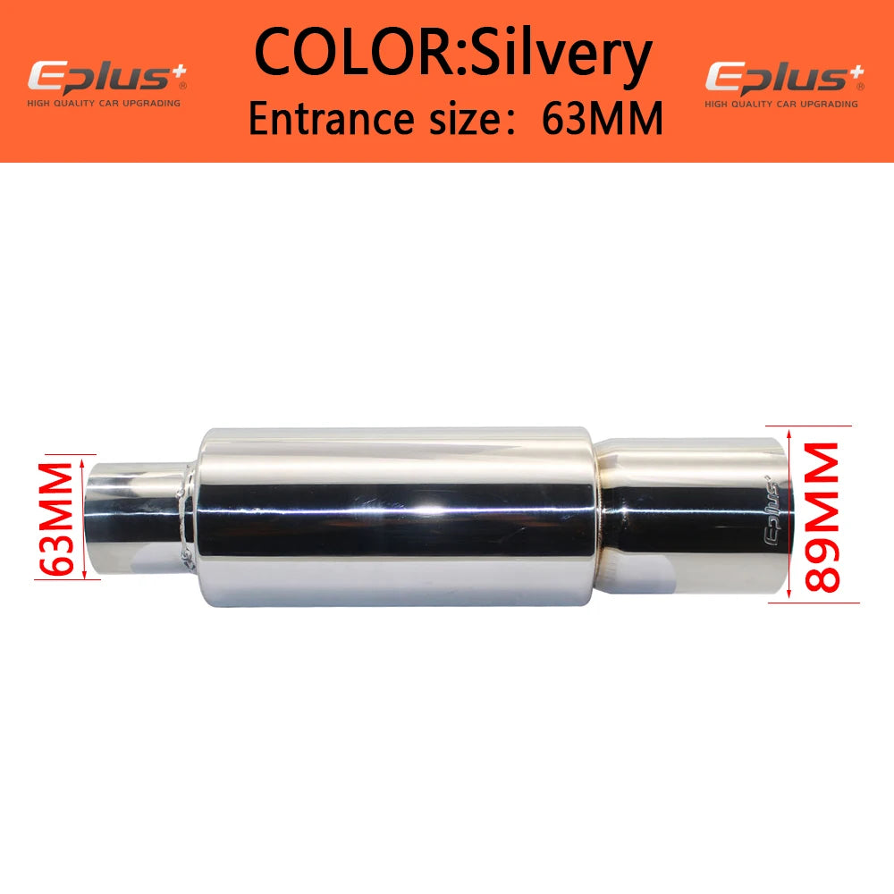 EPLUS Car&Motorcycle Exhaust Pipe Muffler Tail Pipe Universal High Quality Stainless Steel 51 57 63MM Exhaust End Output 89MM