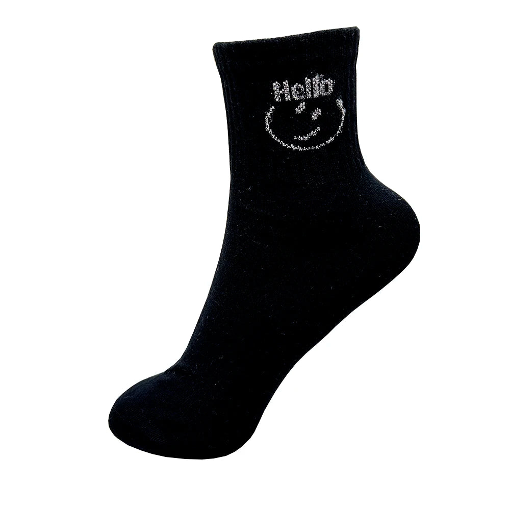 1/4 Pairs Woman Cotton Socks For Women Cotton Female Socks Set Woman Colorful Lady Socks Letter Printed Sock