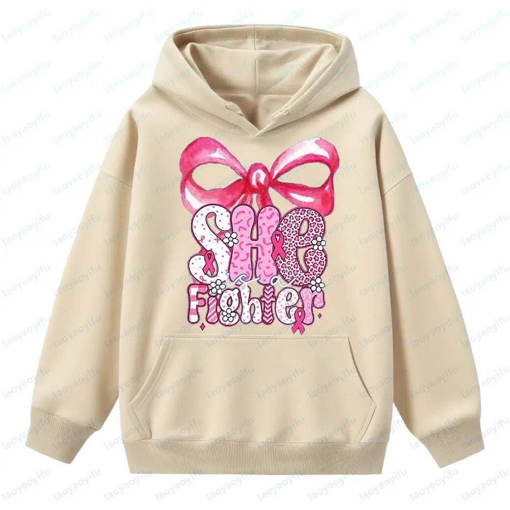 She Is A Fighter Breast Cancer Awareness Clothing Fight Cancer Bible Verse Tops Cancer Survivor Gift Pink Ribbon Women Hoodies