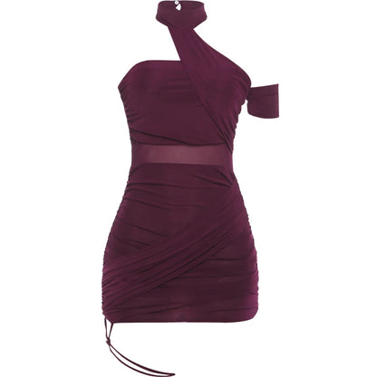 Weird Puss See Through Sexy Women Dress Y2K Cross Bandage Backless Halter Sleeveless Summer Trend Midnight Clubwear Mini Bodycon