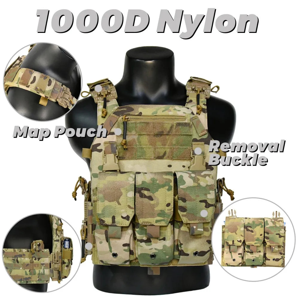 EMERSONGEARS 1000D Nylon Fabric Quick Releaseable  6094 tactical vest with Triple magazine pouch 094K style  Tactical vest