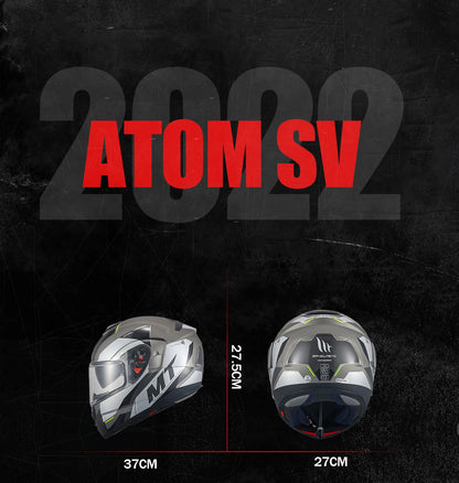 New Arrival Motorcycle Flip-Up Helmets Atom Sv Dual Lens Off Road 4 Seasons Helmets Color Options M-4Xl
