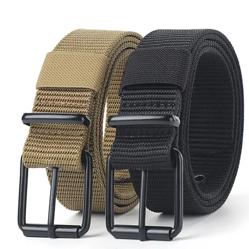 New Porous Pin Buckle Canvas Belt Men's Fashion Versatile Belt Student Youth Military Training Extended Denim Designer Belt