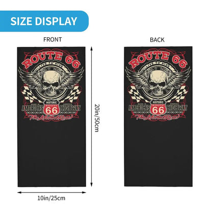 Custom Travel Motorcycle Ride Route 66 Bandana Winter Neck Warmer Windproof Wrap Face Scarf for Hiking Highways Gaiter Headband