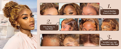 360 4/27 Full Lace Wig Human Hair Invisible Strap 250 Density Deep Wave HD Lace Frontal Wig Human Hair Pre Cut Curly 360 Wigs