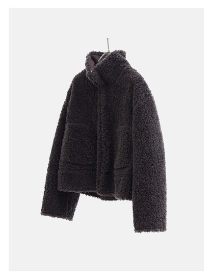 Teddy Style 100% Wool Coat ~ Women's Short Lazy-Style Jacket Loose Top Autumn and Winter New Model 2025 Faux Fur