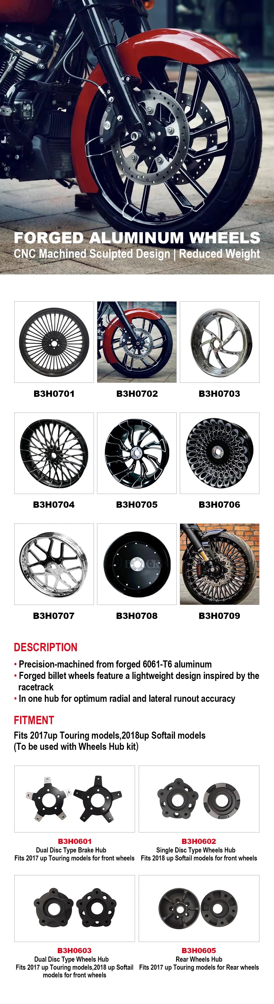 FORGED ALUMINUM 21 WHEELS for Harley Davidson 2017 Touring Models 2018 Softail Models Front Position New Condition