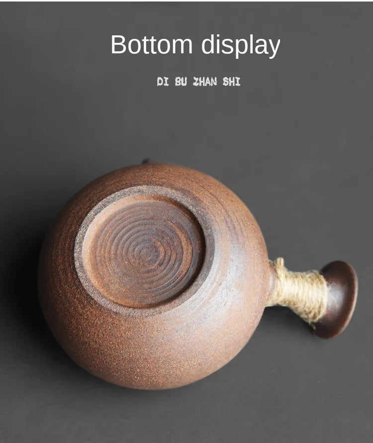 Jingdezhen Handmade Pottery Japanese Style Side Handle Teapot Raw Ore Pottery Clay Material Retro Rough Pottery Health Tea Maker