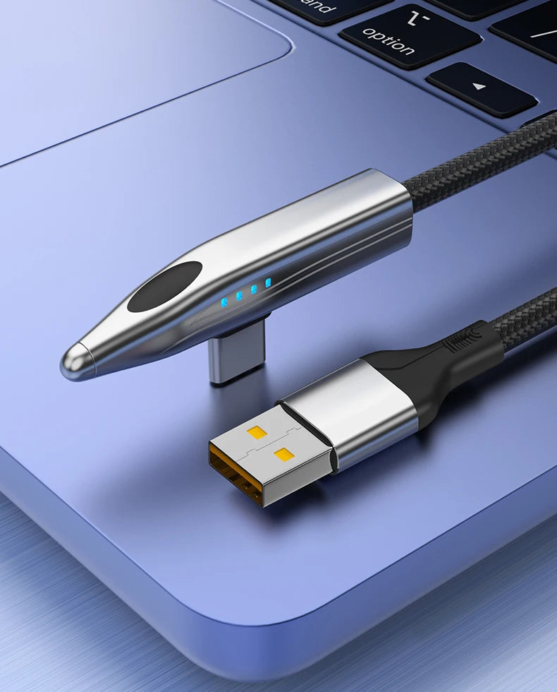 240W 100W Bullet Train Shape Fast Charging Cable 90° Elbow Type C Charger USBA/Type C To Type C Cable for Samsung S25 iPhone 16