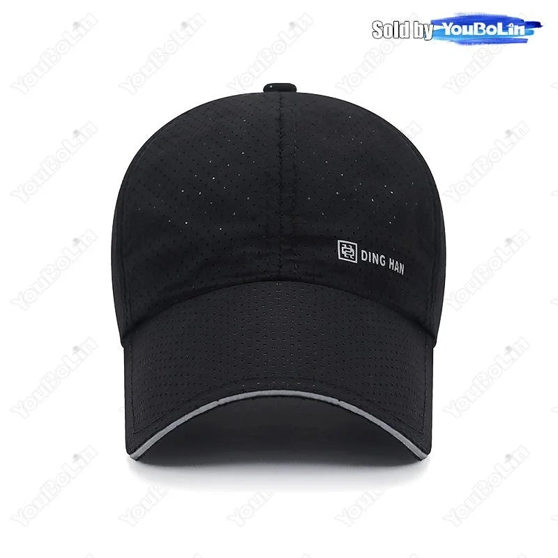Extended Brim Summer Breathable Perforated Quick-Drying Adjustable Baseball Cap Sun Hat Trucker Caps Dad Hats