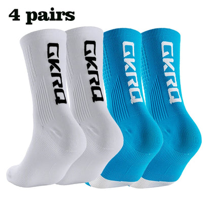 GKRQ 4pairs 2023 New Cycling Socks Bike Nurse Compression Road Bike Running Mtb Knee-high White Sports Funny Brand Black
