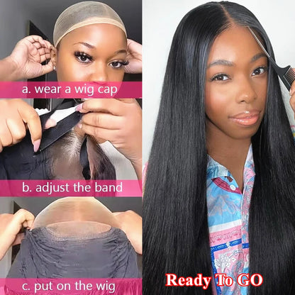Straight 13x6 Lace Front Human Hair Wigs 360 Transparent Full Lace Wig 4x4 5x5 Lace Glueless Wigs For Black Women 30 40 Inches