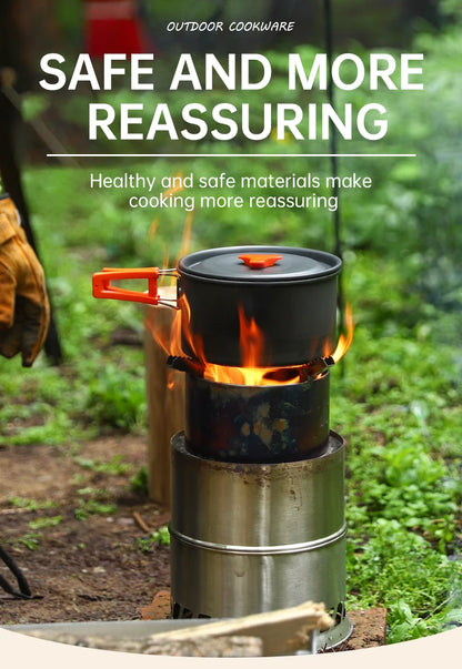 Camping Cooking Set, Outdoor Kitchenware Set, Aluminum Portable Tableware Kitchenware POTS Bowls Kettles Hiking Picnic Equipment