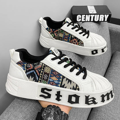 Men's White Sneakers 2025 New Arrival Fashionable Casual Shoes Durable Anti-slip Thick-soled Elevator Comfortable Breathable Eas