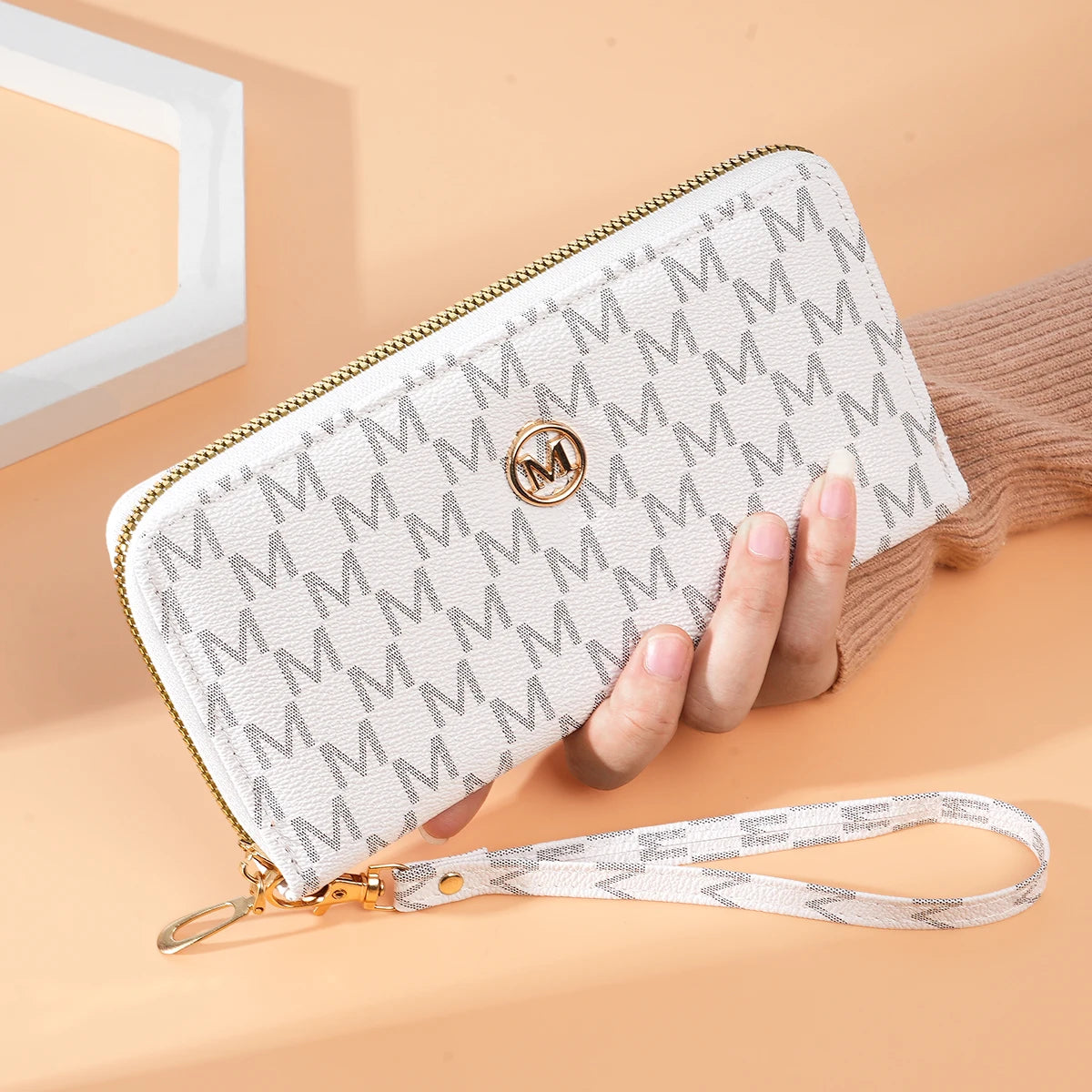 Women's Wallet Single Zipper Floral Letter Print Fashionable Coin Purse Compact Money Holder