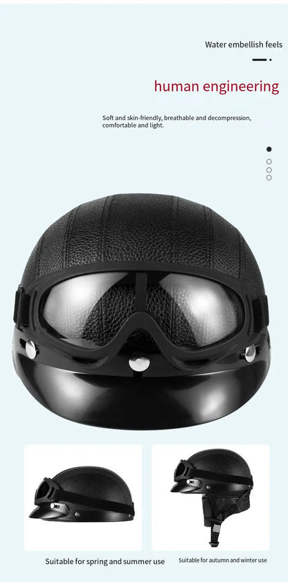 New style safety helmet motorcycle headgear all seasons universal for men and women, warm in autumn and winter,retro half helmet