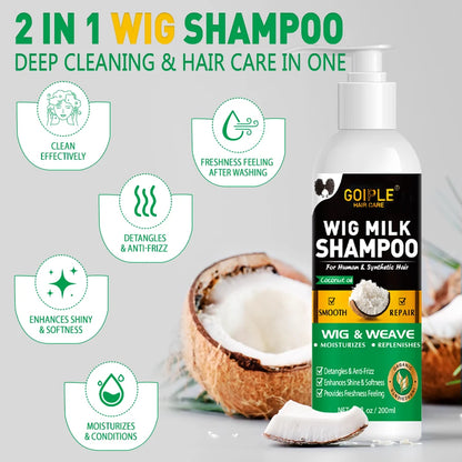 Wig Care Solution Spray for Synthetic Hair with Wig Shampoo Smooth Conditioner Wax Stick Lace Wig Adhesive Remover Styling Tools