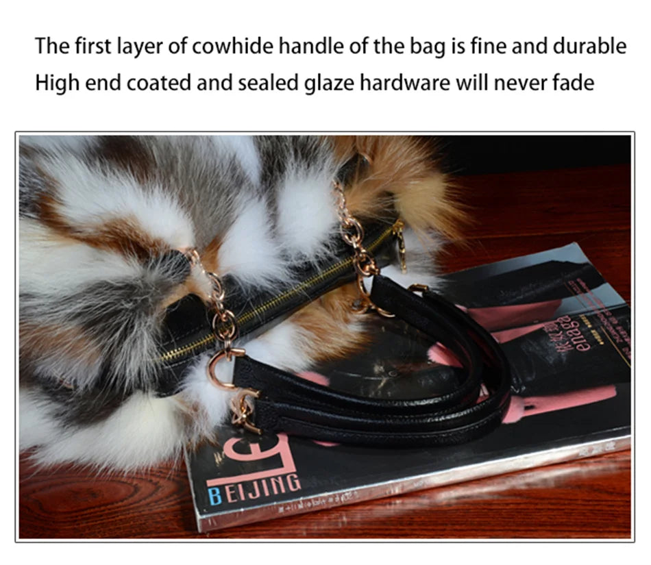 2025 New Clothing Designer Luxury Soft Fox Hair High-end Handbag Fashion Large Capacity Charm Women's Special Fur Bag