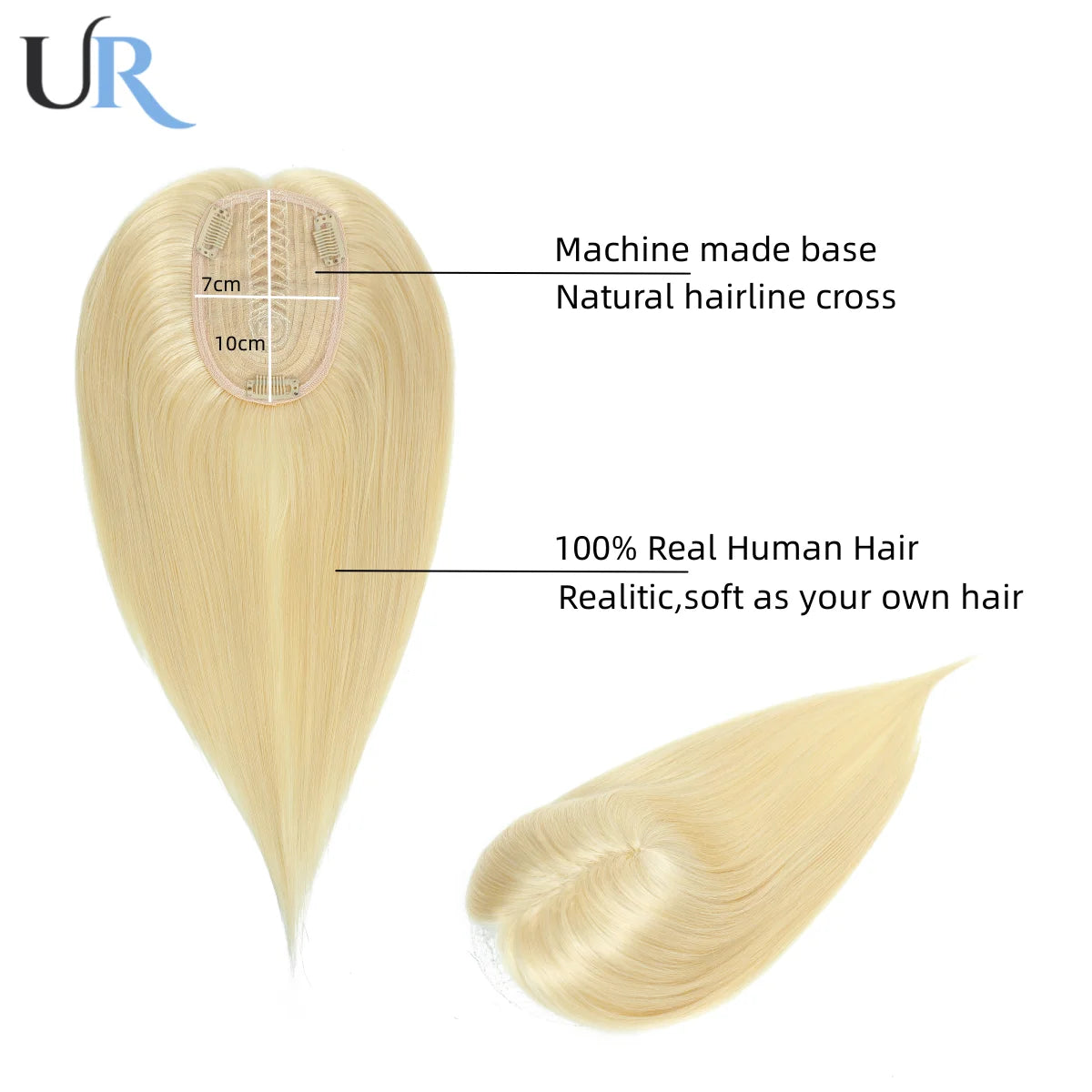 Lace Front Topper For Women Human Hair With Pre-Cut Bangs & Middle Part | 10x12cm 12inch Easy To Wear Wig