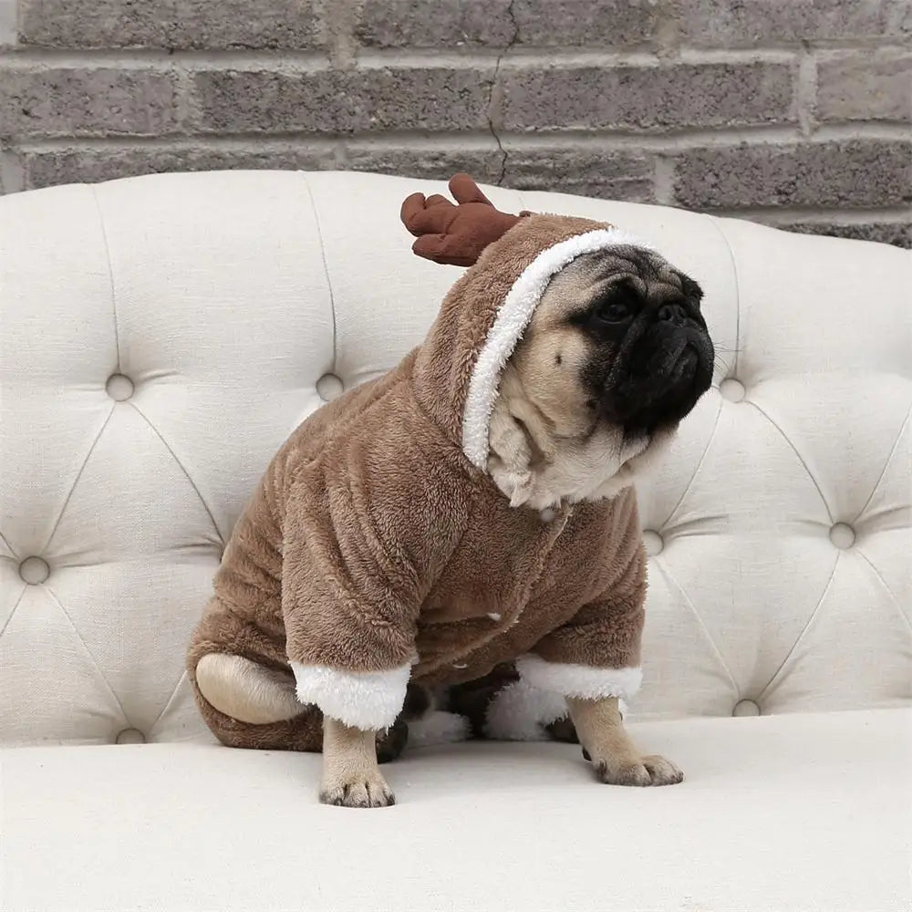 Christmas Elk Costume Winter Warm Dog Clothes For Small Medium Dogs Cat Suit Pet Jumpsuit Coat Chihuahua French Bulldog Outfit