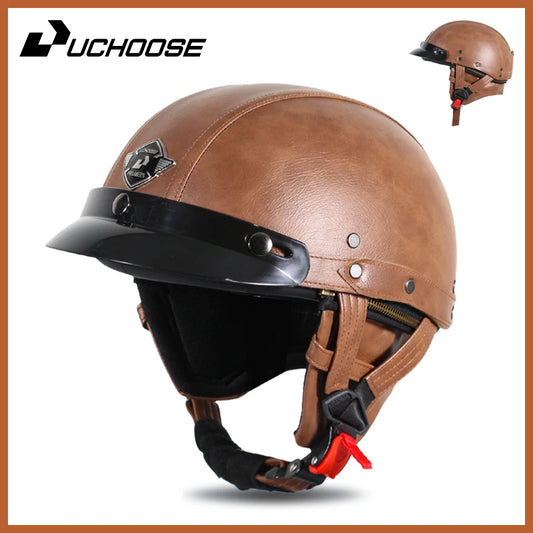 UCHOOSE Vintage Motorcycle Helmet Open Face Helmet Half Helmet Motorcycle Germany Face Safety Helmet Retro Scooter Half Helmet