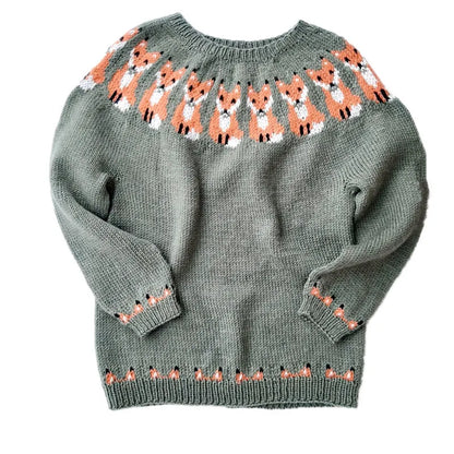 2025 Spring Knitted Women Sweater Print O-neck Long Sleeve Casual Loose Sweaters Female Winter Elegant Trendy Ladies Clothes