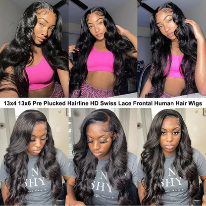 8-40 Inch 200% Density Body Wave Human Hair Lace Frontal Wigs 13x4 13×6 Lace Front Wigs Pre Plucked Glueless Lace Frontal Wigs