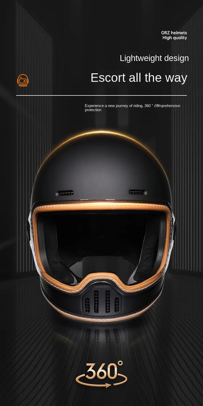ORZ Retro Full Helmet Motorcycle Motorcycle Helmet Four Seasons Couple Street Bike Helmet Riding