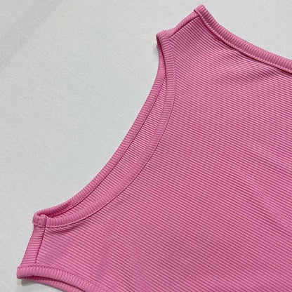 2026 Summer Casual Sleeveless Tank Top and Split Skirt Sexy Elegant Two-piece Set Slim Fit Fashion High Waist Solid Color Suit