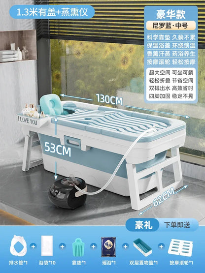 Portable Folding Bathtub for Adults hot Bath Spa Plastic Bathtubs Children Swimming pool Bucket Sauna Lid Cover House Bath Tub