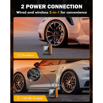AUXBEAM H4Pro Tire Inflator Portable Air Compressor,150PSI 2 in 1 Rechargeable 5200mAh Car Tire Inflator Portable 4 Preset