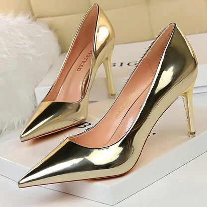 BIGTREE Shoes Classic Pumps Patent Leather Women Pumps Fashion Women Wedding Shoes High Heels Stiletto 10.5 Cm 7.5 Cm Lady Shoes