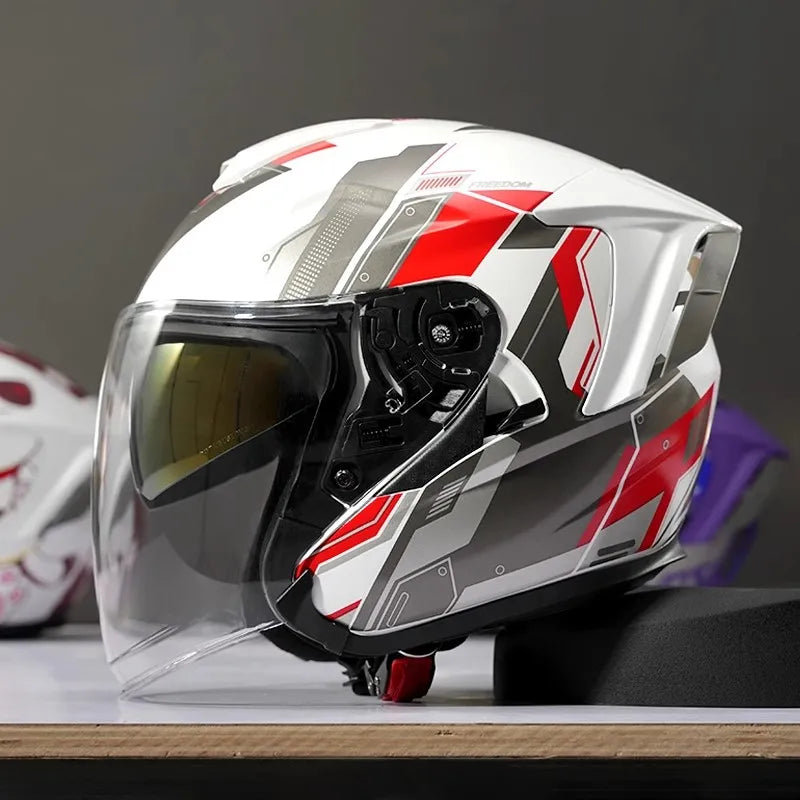 RSV DOT Motorcycle Helmet Double Visor 3/4 Half Helmets Scooter Casco Moto for Men Women Capacete Motorcycle Street Bike Gear