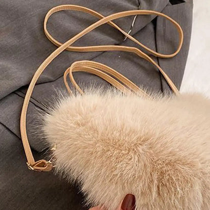 Fahion Faux Fur Tote Bag Women's Bucket Plush Luxury Design Ladies Handbags Winter Crossbody Shoulder Bags