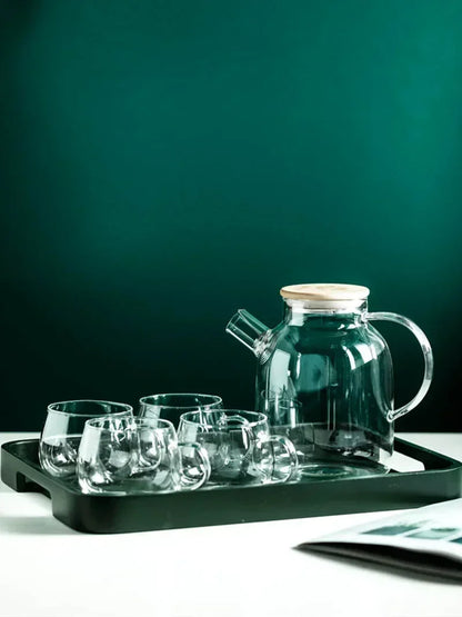 1.8L Transparent Borosilicate Glass Teapot Heat-Resistant Large Clear Tea Pot  Flower Tea Set Puer Kettle Cup Office Home Tool