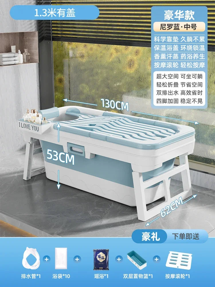 Portable Folding Bathtub for Adults hot Bath Spa Plastic Bathtubs Children Swimming pool Bucket Sauna Lid Cover House Bath Tub
